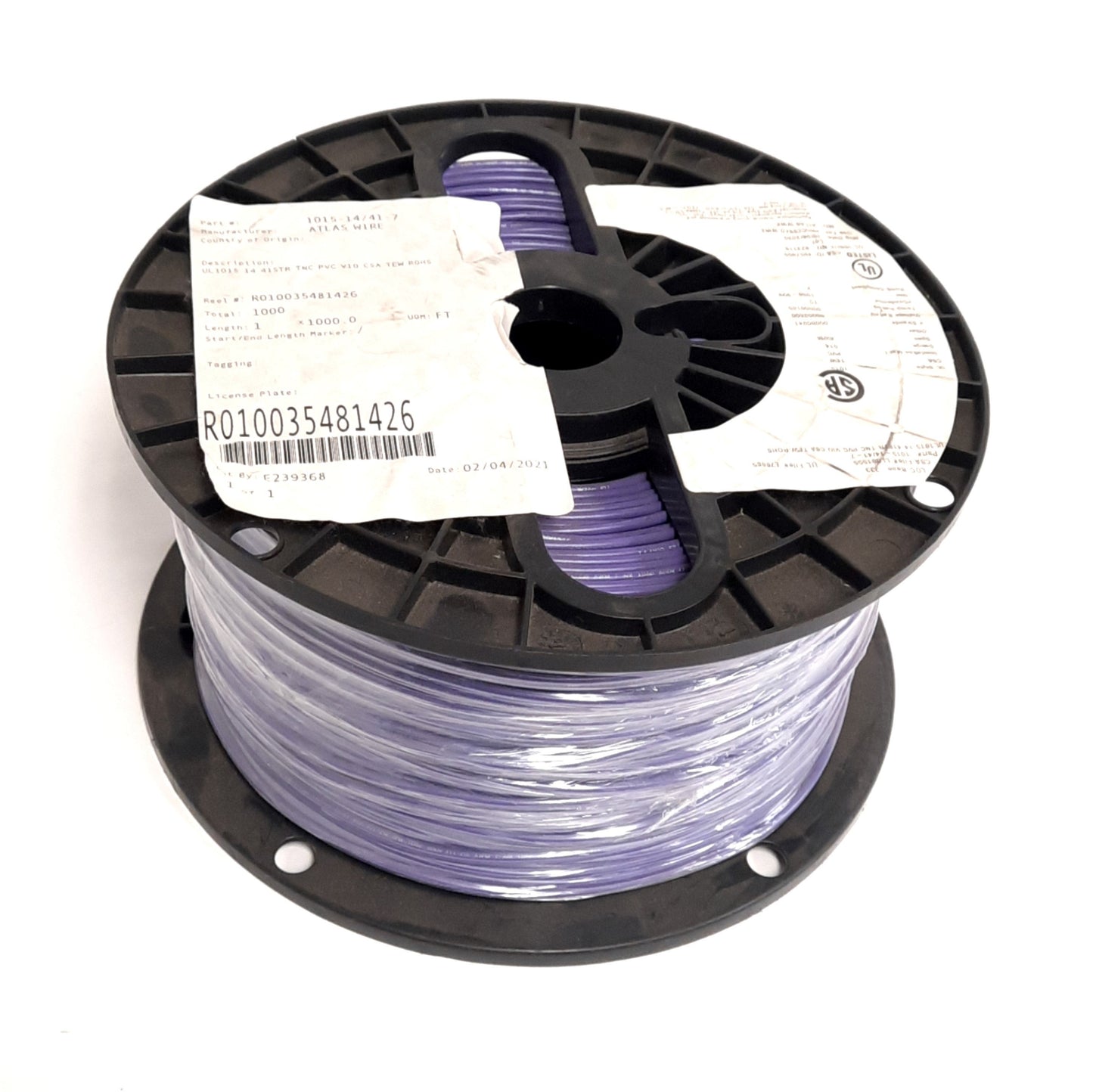 New – Open box Atlas Wire 1015-14/41-7 Hook-Up Wire 1000' 14AWG, OD Ø0.140" 600V, Purple