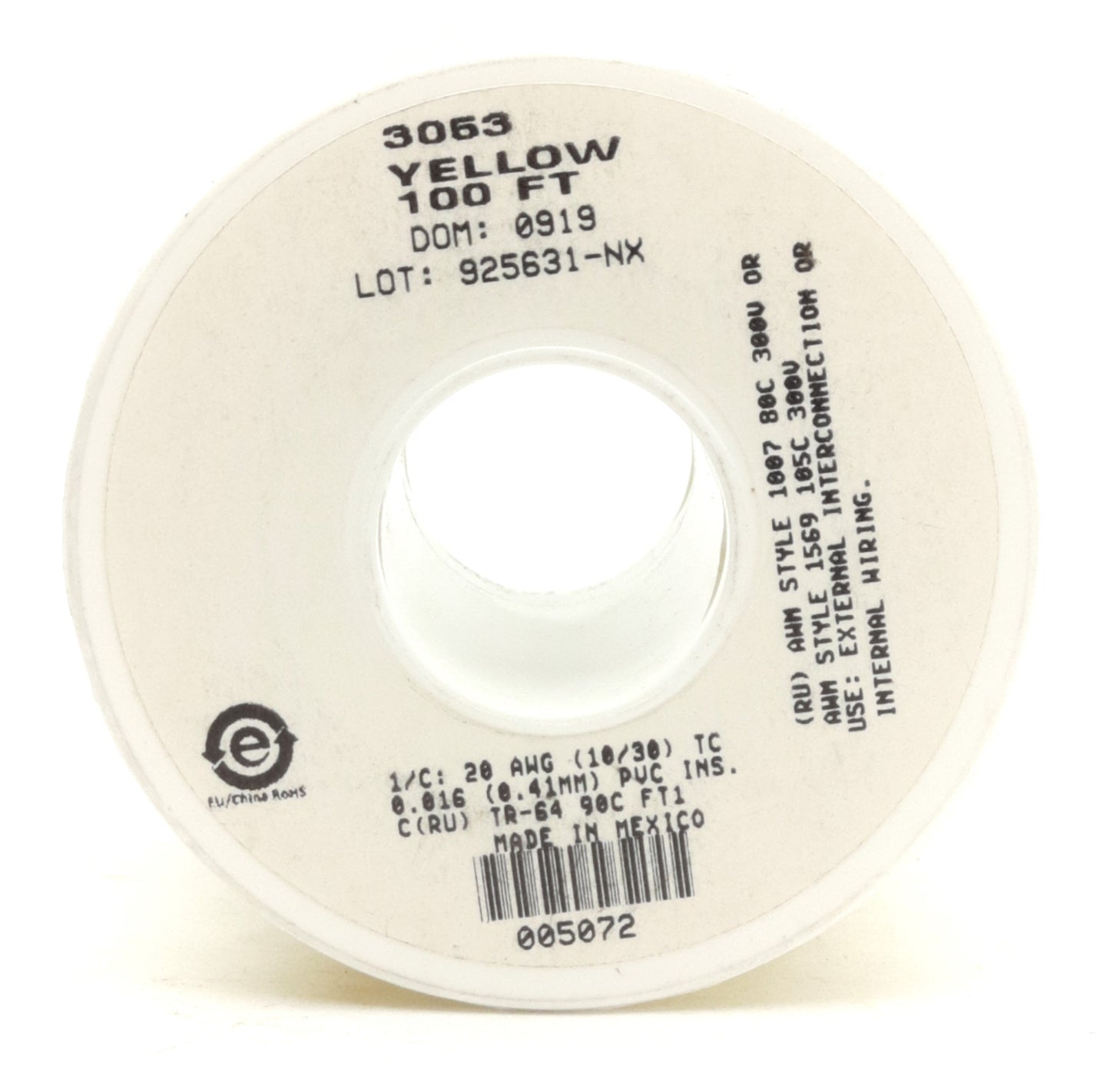 New Lot of 2 Alpha Wire 3053 Yellow Hook-Up Wire 100' 1/C 20AWG (10/30) 300V