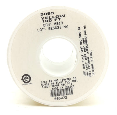 New Lot of 2 Alpha Wire 3053 Yellow Hook-Up Wire 100' 1/C 20AWG (10/30) 300V