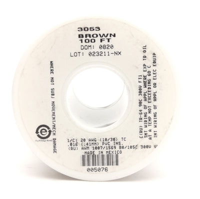 New Lot of 2 Alpha Wire 3053 Brown Hook-Up Wire 100' 1/C 20AWG (10/30) 300V