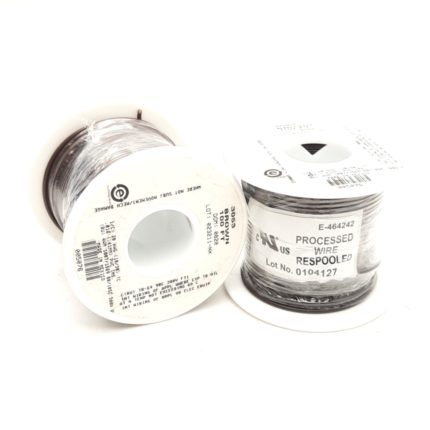 New Lot of 2 Alpha Wire 3053 Brown Hook-Up Wire 100' 1/C 20AWG (10/30) 300V