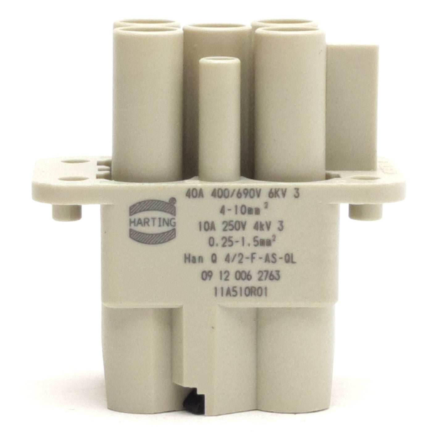 New – Open box Harting 09 12 006 2763 Han Q 4/2 Female Insert w/ Quick Lock, 400V 40A