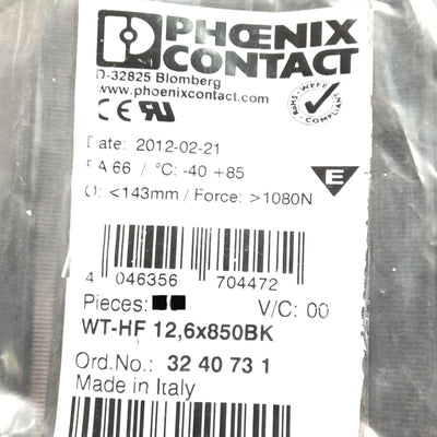 New – Open box Lot of 45 Phoenix Contact 3240731 WT-HF 12,6/850BK Cable Ties 12.6mm x 850mm