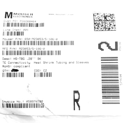 New – Open box Lot of 45 TE Connectivity M23053/5-106-0 Heat Shrink Tubing Ø0.28" x 48" Long