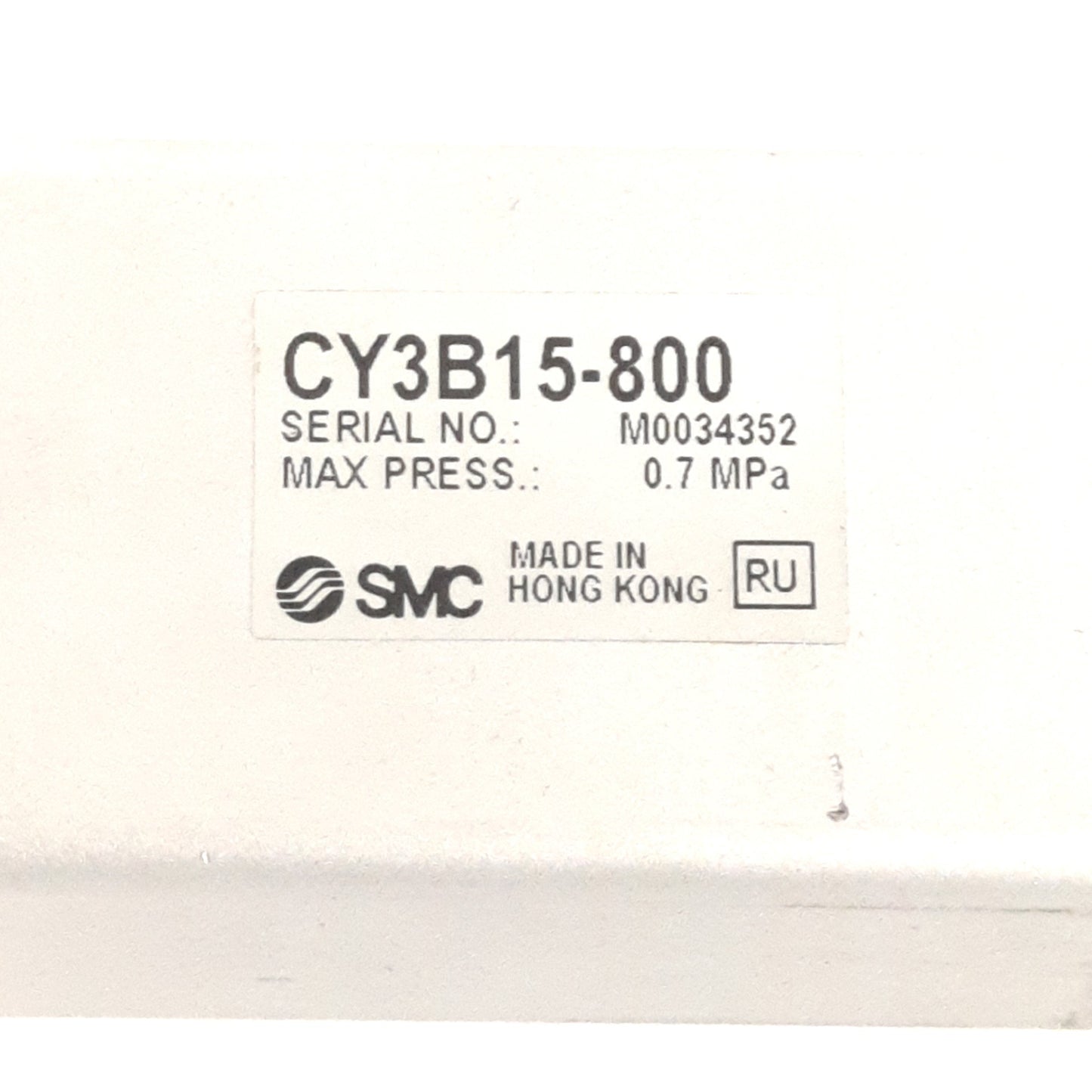 Used SMC CY3B15-800 Rodless Cylinder, 15mm Bore, 800mm Stroke, 0.7MPa, M5 x 0.8 Port