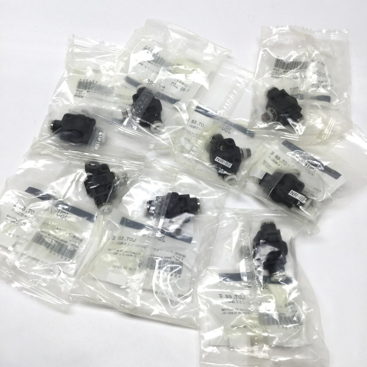 New Lot of 8 Pisco JSU1/4 Flow Speed Control Valve Union Push-In Fittings Ø1/4"