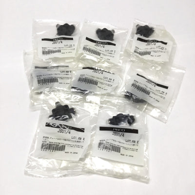 New Lot of 8 Pisco JSU1/4 Flow Speed Control Valve Union Push-In Fittings Ø1/4"