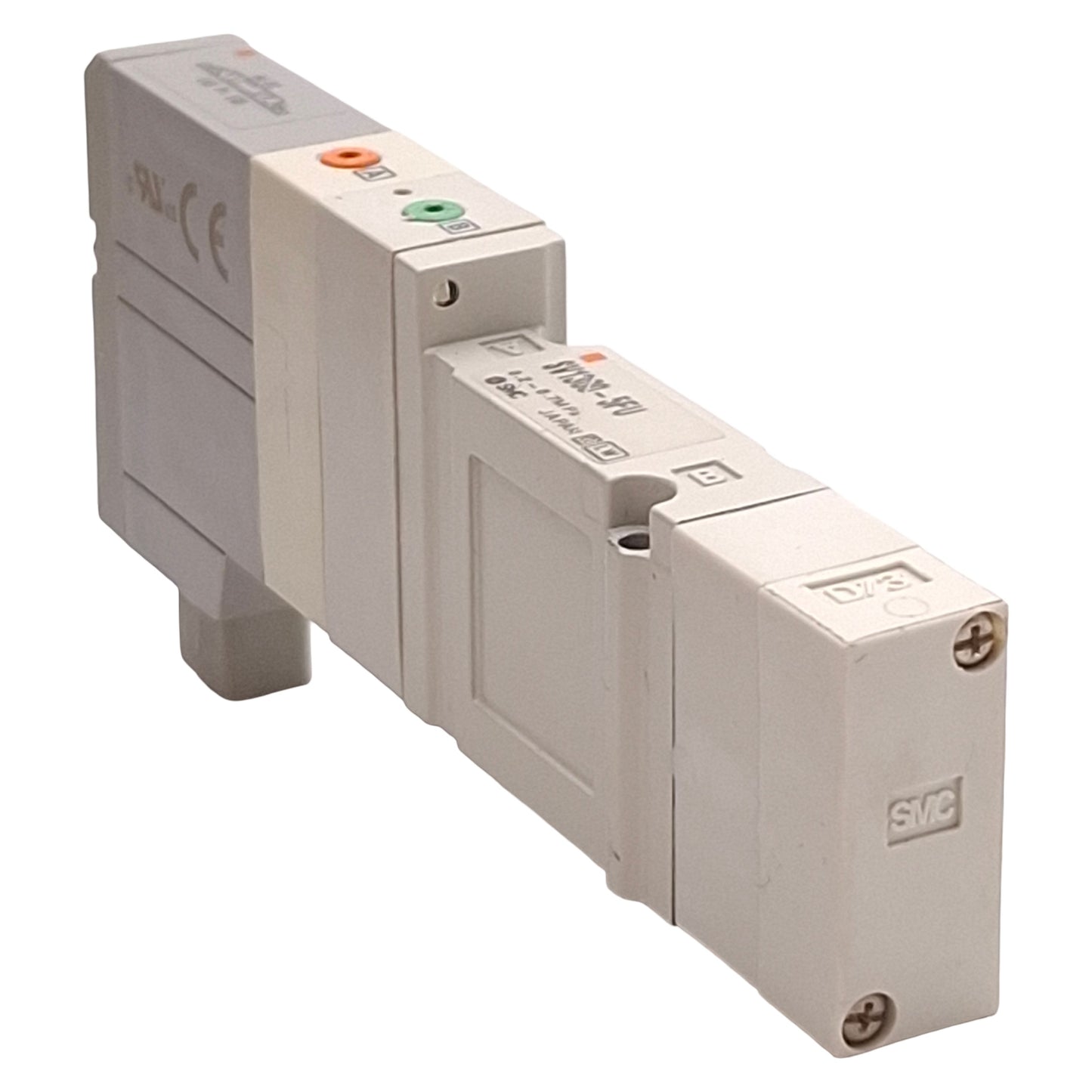 Used SMC SV1300-5FU Solenoid Valve, 3-Position 5-Port, 0.2-0.7MPa, 24VDC Coil