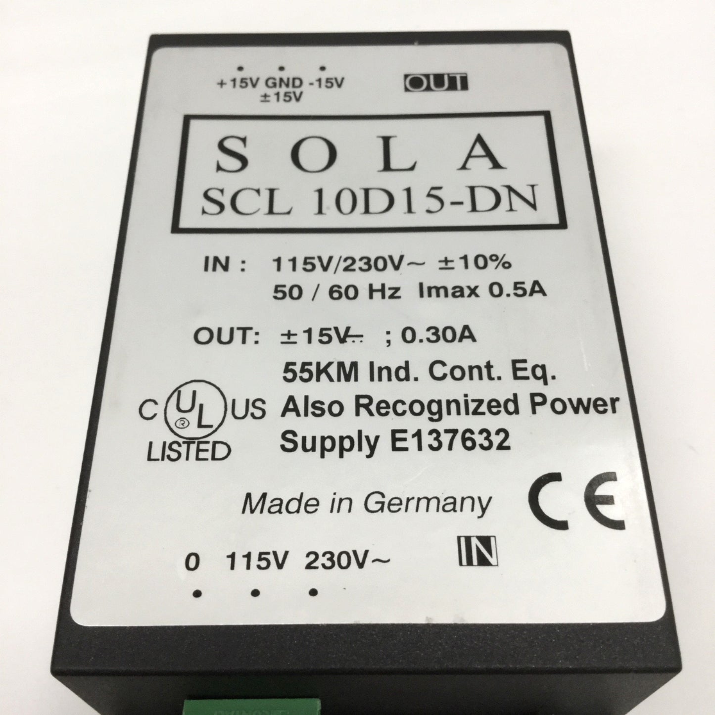Used Sola SCL 10D15-DN Linear Power Supply 115/230VAC In, ±15VDC 0.3A 10W Dual Out