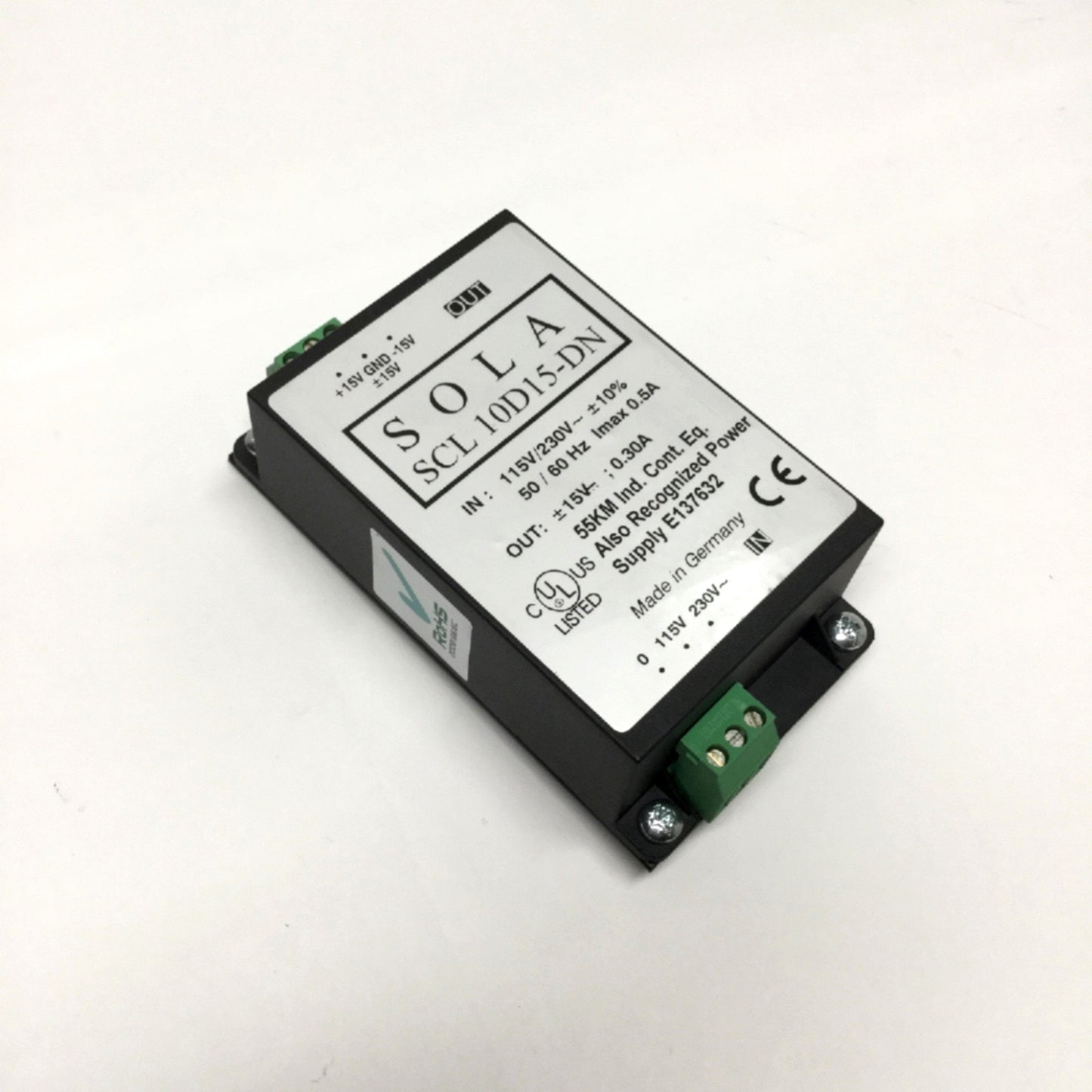 Used Sola SCL 10D15-DN Linear Power Supply 115/230VAC In, ±15VDC 0.3A 10W Dual Out