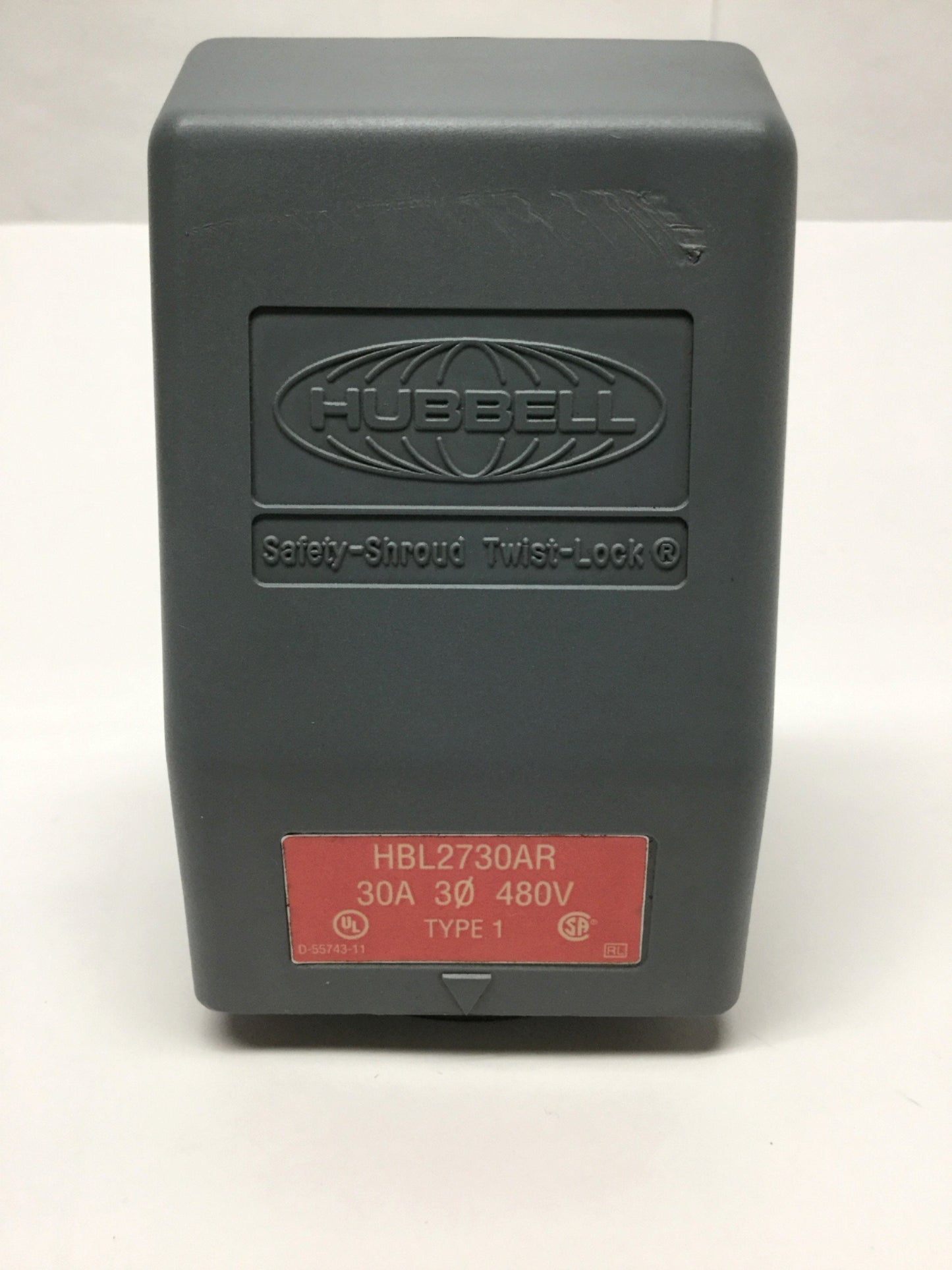 Used Hubbell HBL2730AR Twist-Lock Safety-Shroud Receptacle 30A 480VAC 3PH, 3P 4W