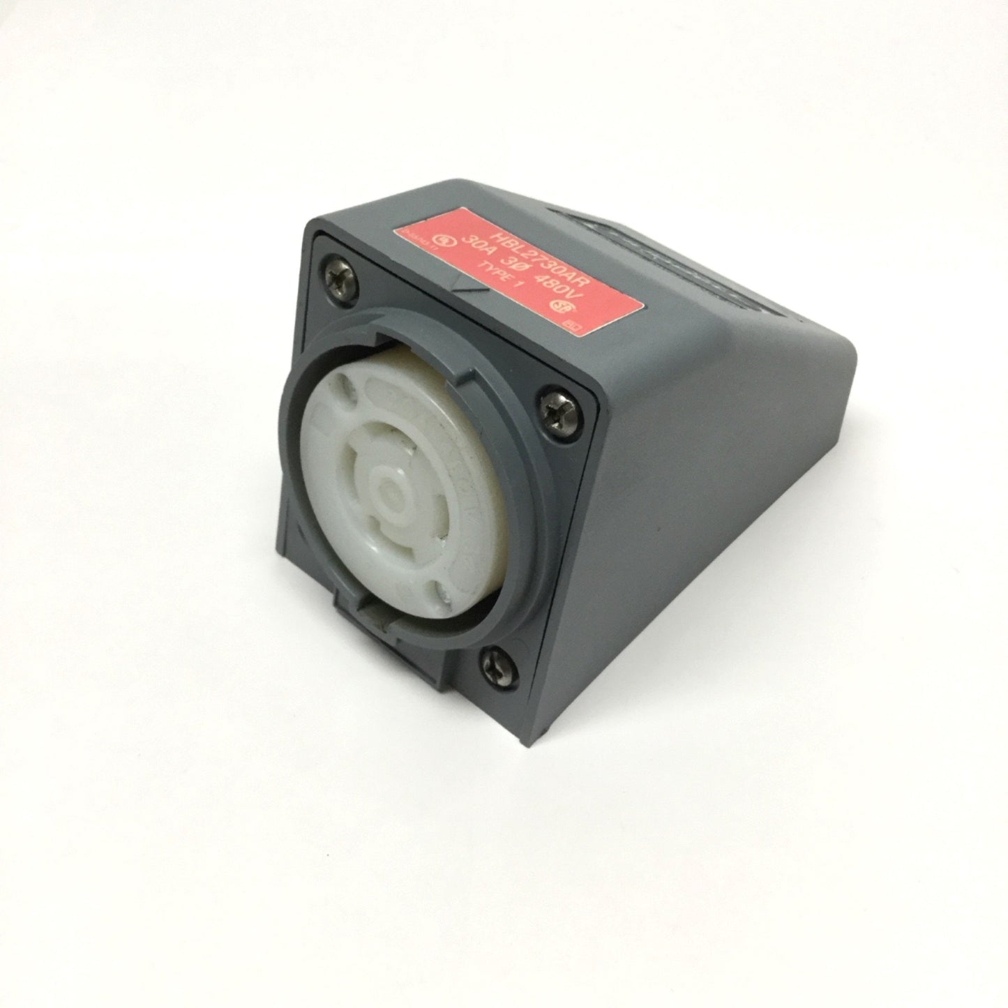 Used Hubbell HBL2730AR Twist-Lock Safety-Shroud Receptacle 30A 480VAC 3PH, 3P 4W
