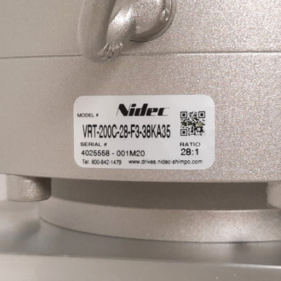 New – Open box Nidec VRT-200C-28-F3-38KA35 Inline Planetary Reducer 28:1 Reduction, 38mm Bore