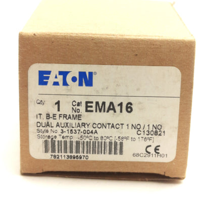 New Eaton EMA16 Freedom NEMA Auxiliary Contact Block, 2 Normally Open, 3-1537-004A