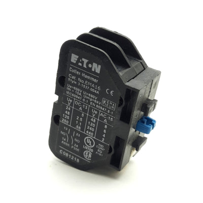 New – Open box Eaton EMA16 Freedom NEMA Auxiliary Contact Block, 2 Normally Open 3-1537-004A