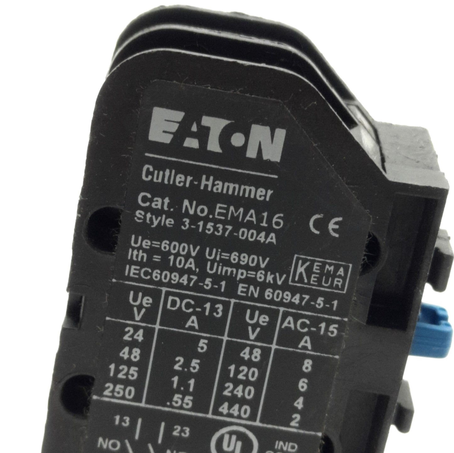 New – Open box Eaton EMA16 Freedom NEMA Auxiliary Contact Block, 2 Normally Open 3-1537-004A