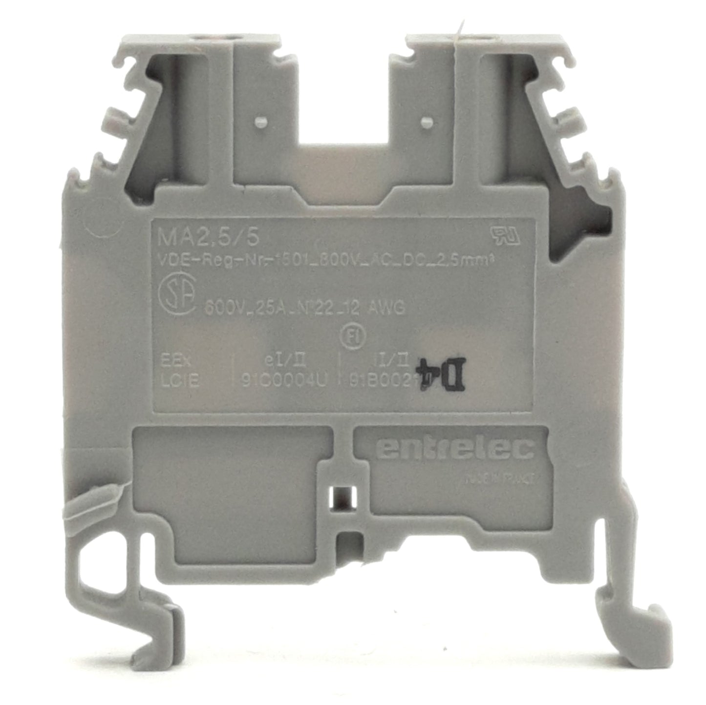 Used Lot of 60 Entrelec MA2.5/5 Feed-Thru Terminal Block, 600V 25A, 22-12 AWG