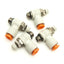 Used Lot of 4 SMC AS2201F-U01-07 Elbow Speed Control Fitting, 1/8 Uni to 1/4" Tube