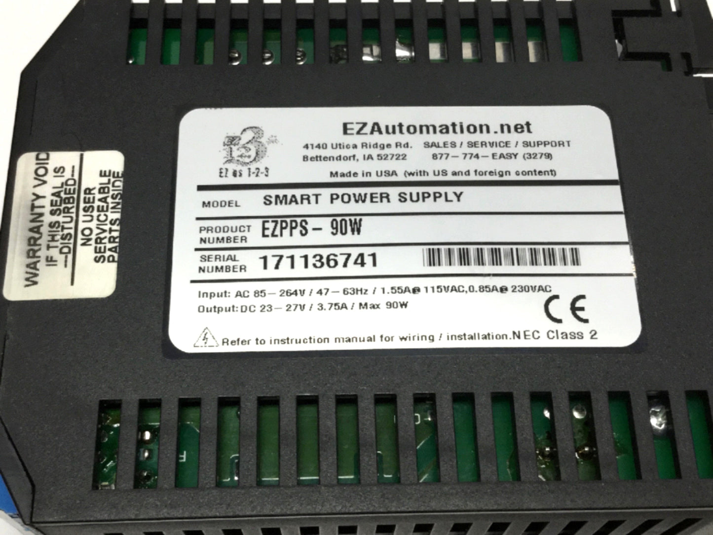 Used EZ Automation EZPPS-90W Programmable Power Supply 120/230VAC In, 24VDC 3.75A Out