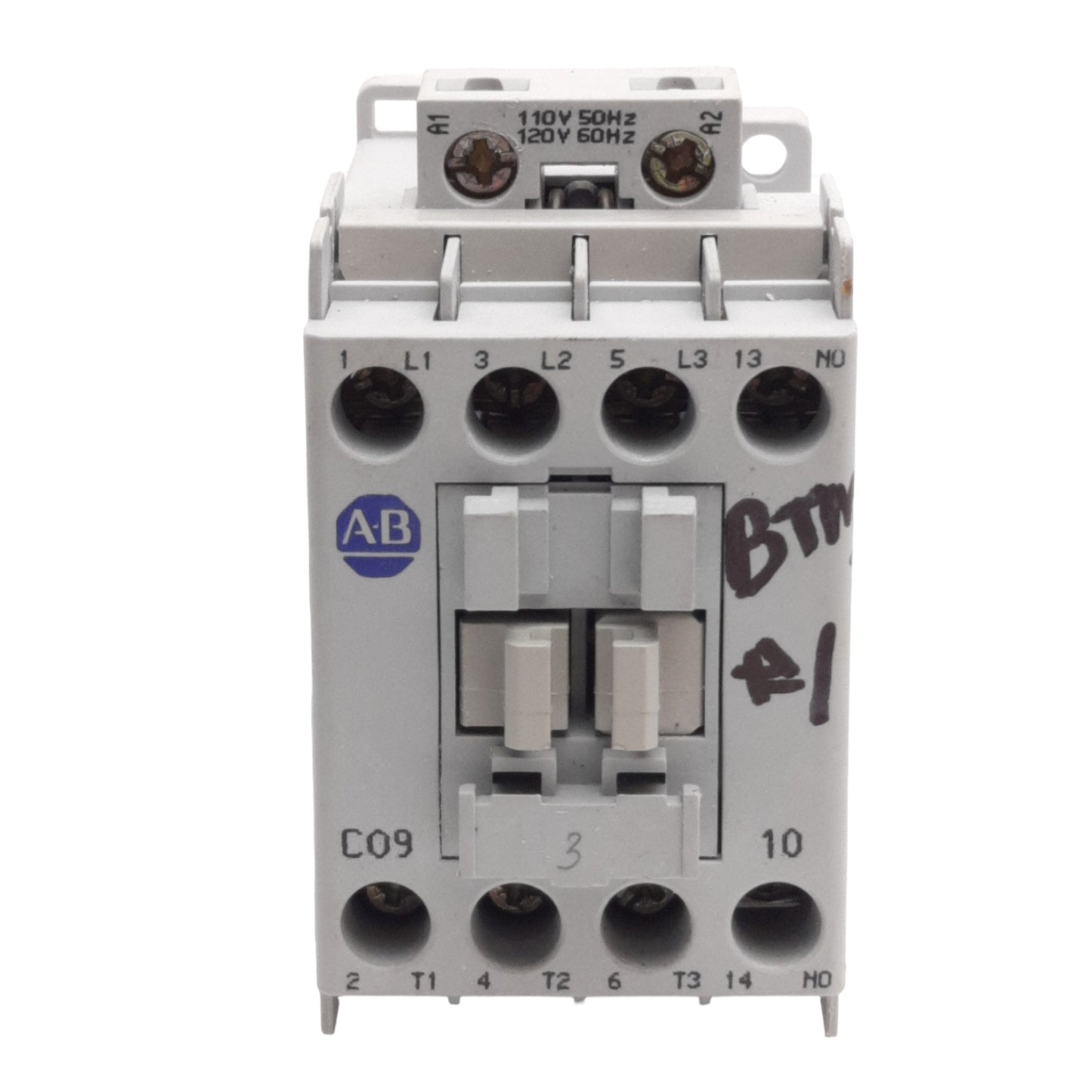 Used Allen Bradley 100-C09D10 Motor Contactor Relay 25A, 3-Pole +1NO, 110/120VAC Coil