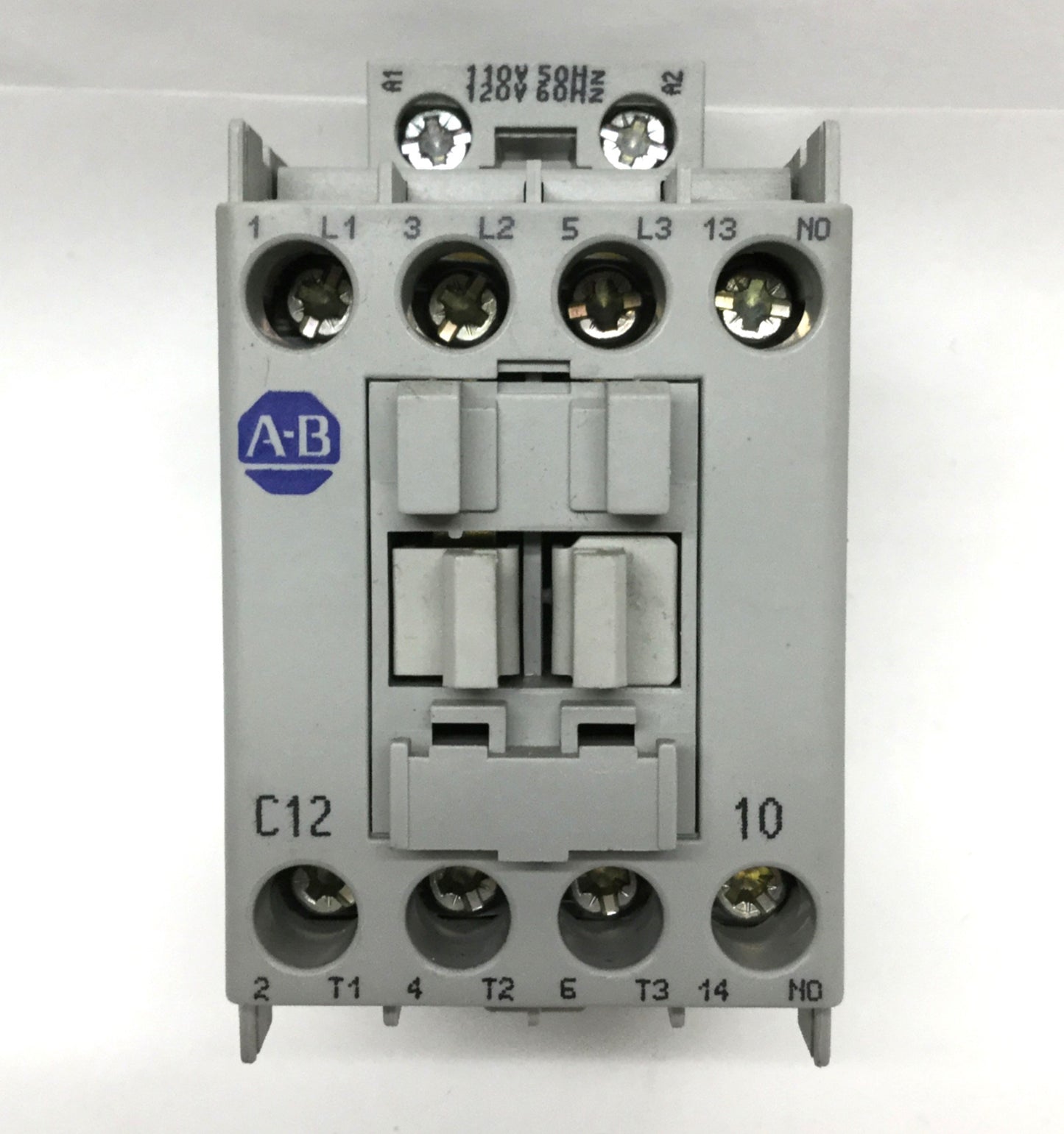 Used Allen Bradley 100-C12D10 Contactor 110/120VAC Coil, 600VAC 25A, 3-Pole + 1NO