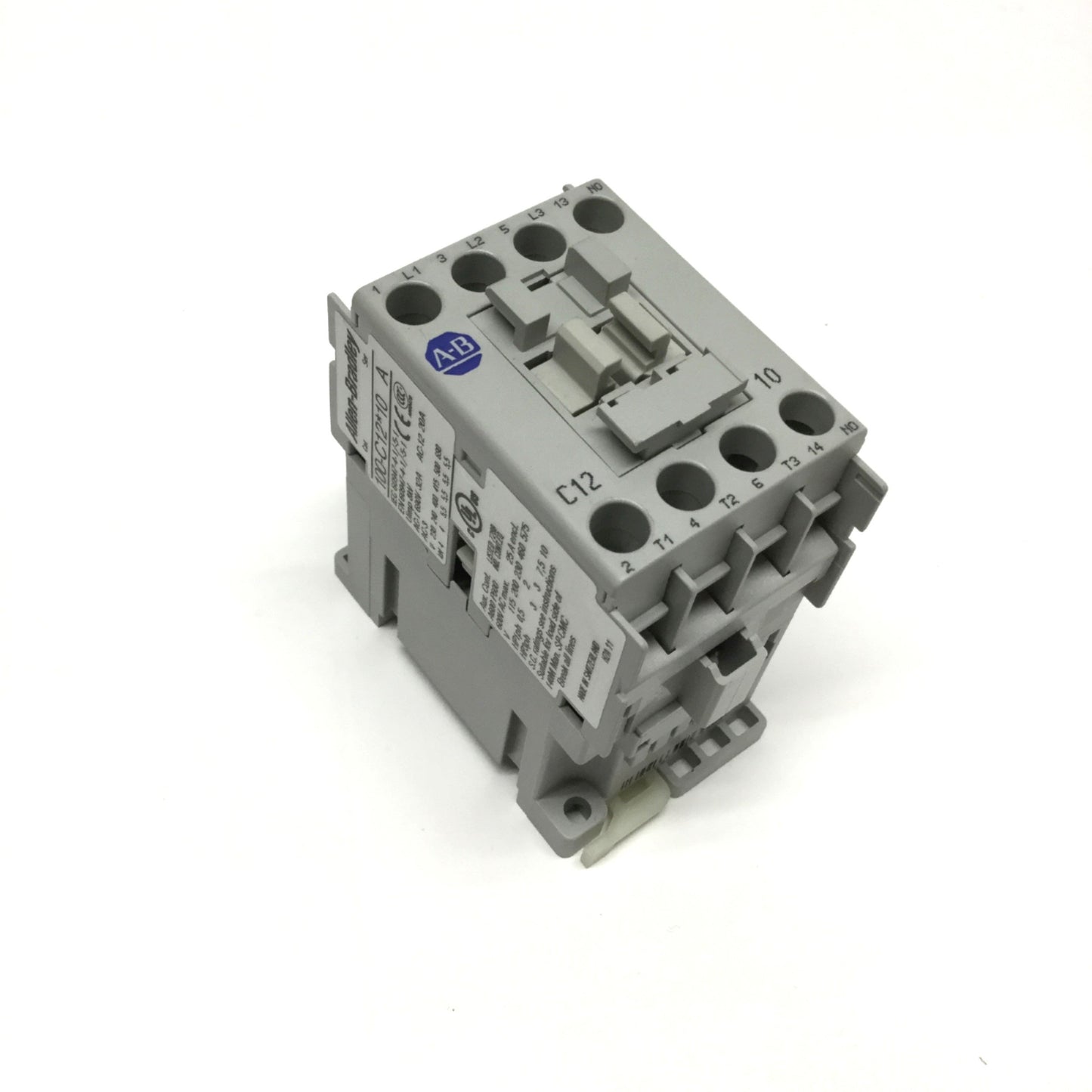 Used Allen Bradley 100-C12D10 Contactor 110/120VAC Coil, 600VAC 25A, 3-Pole + 1NO