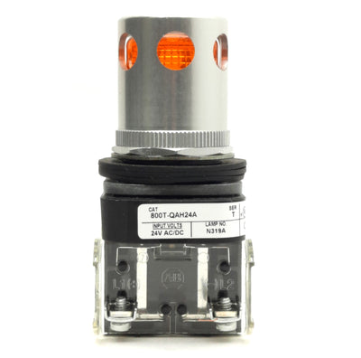 Used Allen Bradley 800T-QAH24A Illuminated Pushbutton, Amber, 1NO-1NC, 12-24V
