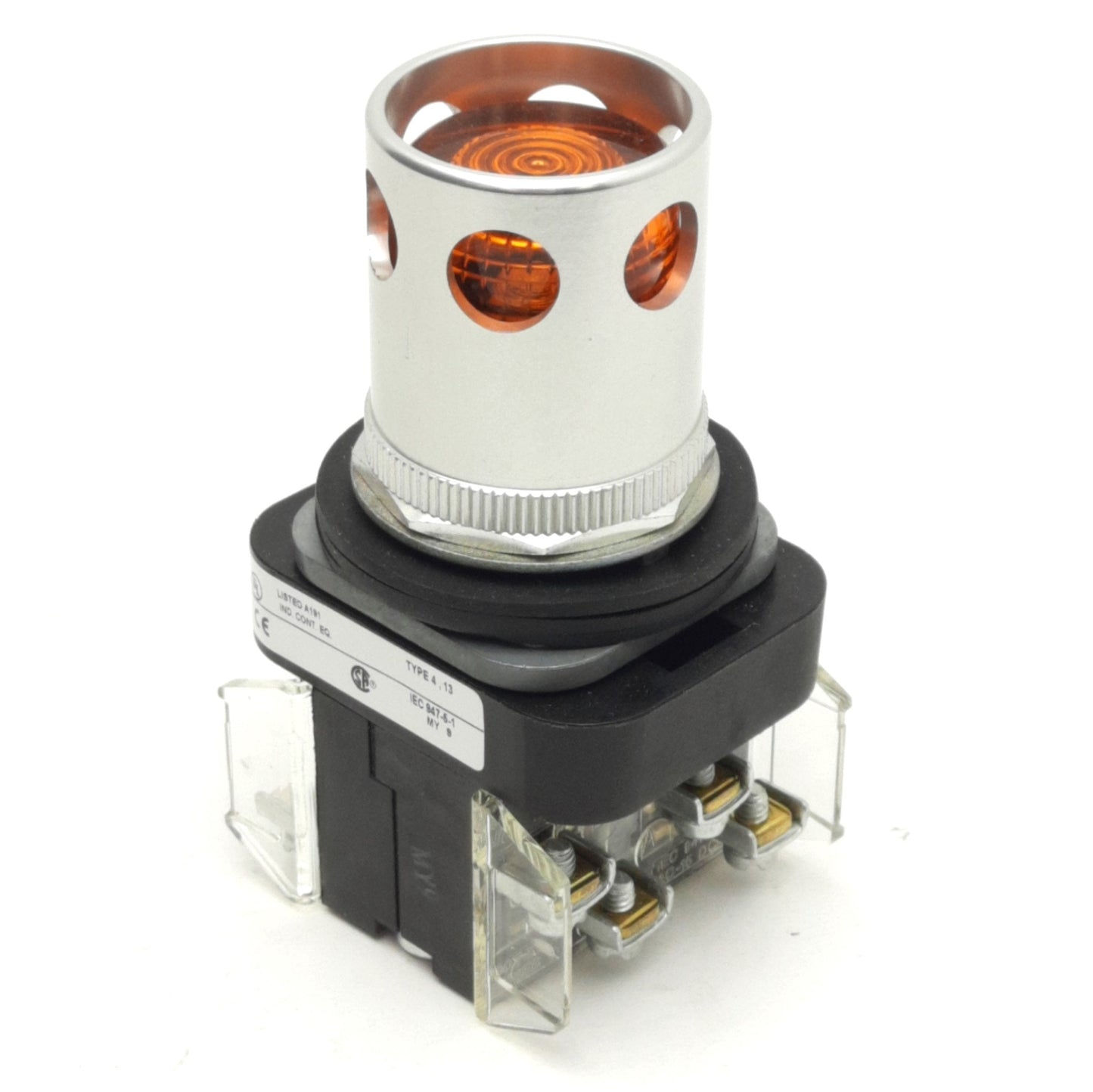 Used Allen Bradley 800T-QAH24A Illuminated Pushbutton, Amber, 1NO-1NC, 12-24V