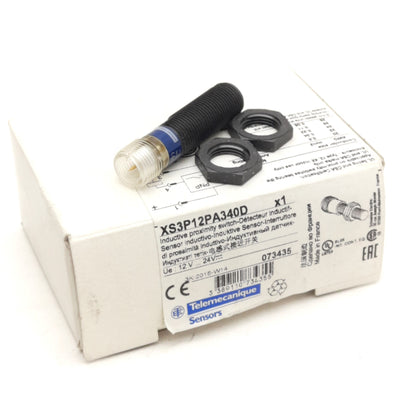 Telemecanique XS3P12PA340D Inductive Proximity Sensor, M12 x 1, 12-24VDC, 1NO