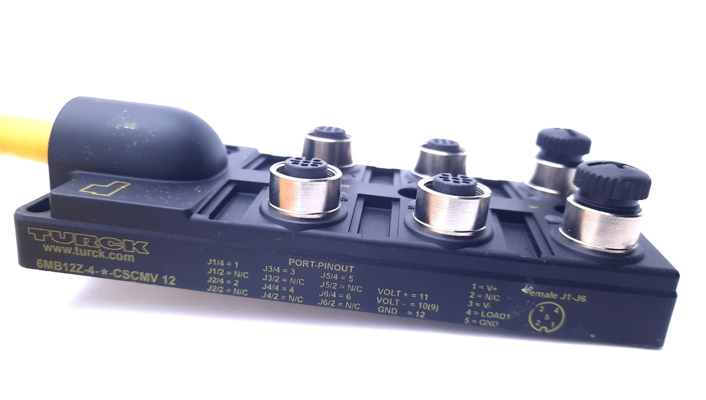 New Turck 6MB12Z-4-2-CSCMV 12 6 Port Junction Box M12 Eurofast I/O Ports 250VDC 2A