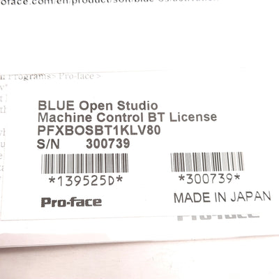 New Schneider Electric PFXBOSBT1KLV80 Pro-Face Blue Open Studio Software License