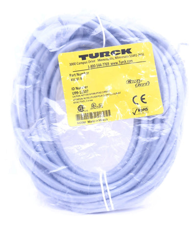 New Turck RSC 8T-8 Actuator and Sensor Cordset 60VAC, 75VDC 2A, M12 8 Pin Male