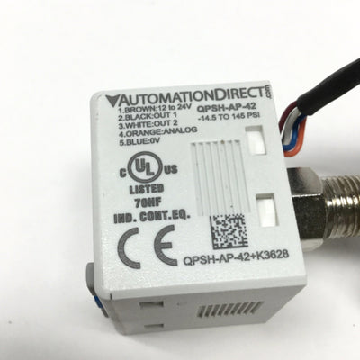 Used Automation Direct QPSH-AP-42 ProSense Digital Pressure Switch, PNP, 4-20mA Out