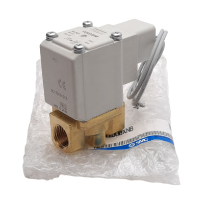 New SMC VX222DUBXNB Direct Operated 2-Port Solenoid Valve For Water, 3/8"NPT, 110VAC