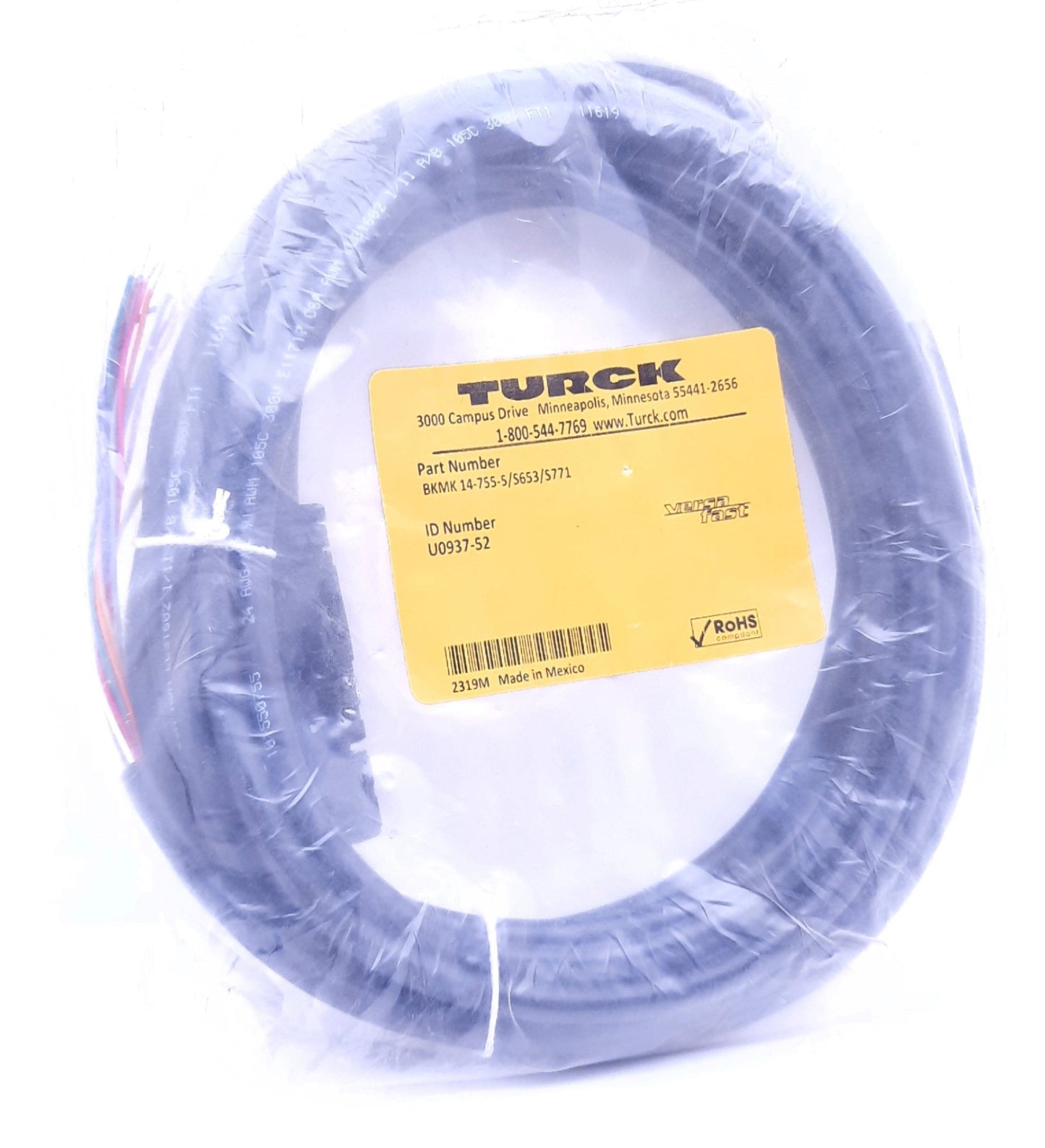 New Turck BKMK 14-755-5/S653/S771 Cordset 14 Pin M16 Female Versafast 30VAC/VDC 3A