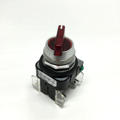 Used Allen Bradley 800T-24HR17KB6AX Illuminated Selector Switch, 2-Position, 1NO-1NC