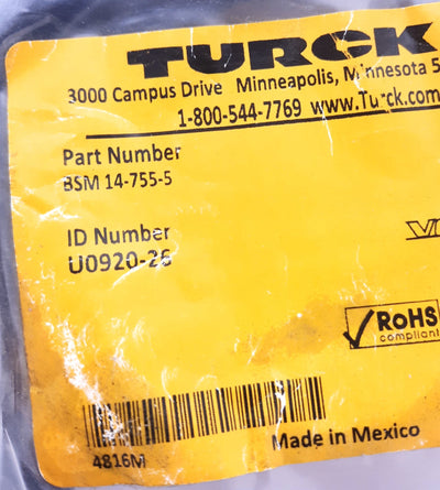 New Turck BSM 14-755-5 Cordset 30VAC/VDC 3A, 5.5m (18ft) 14 Pin M16 Versafast Male