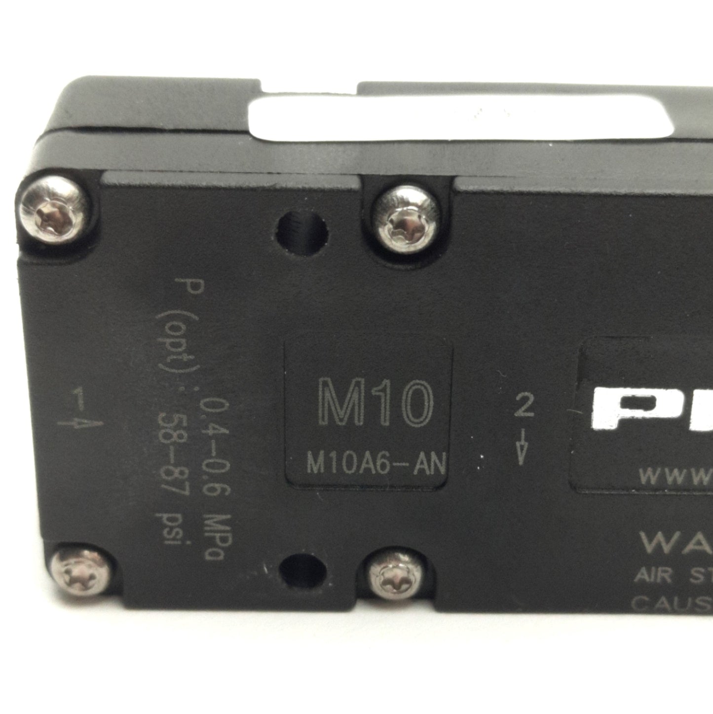 Used Piab M10A6-AN Mini-Vacuum Pump, 58-87 Psi, 1/8" NPT & M5 Ports, 24.1 InHg