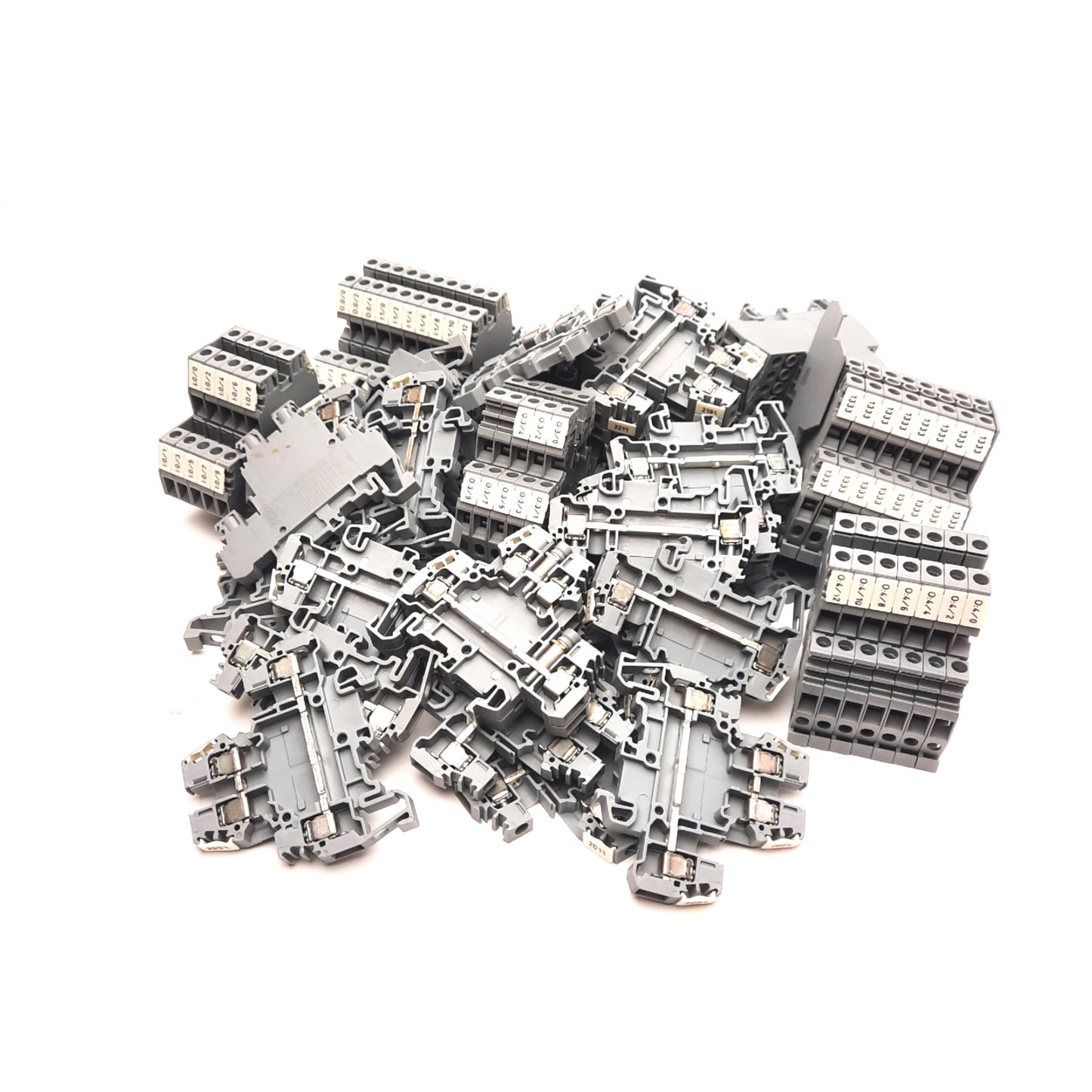 Used Lot of 81 Entrelec M4/6.D2 Terminal Block, 2-Position, 800V 32A, DIN Rail
