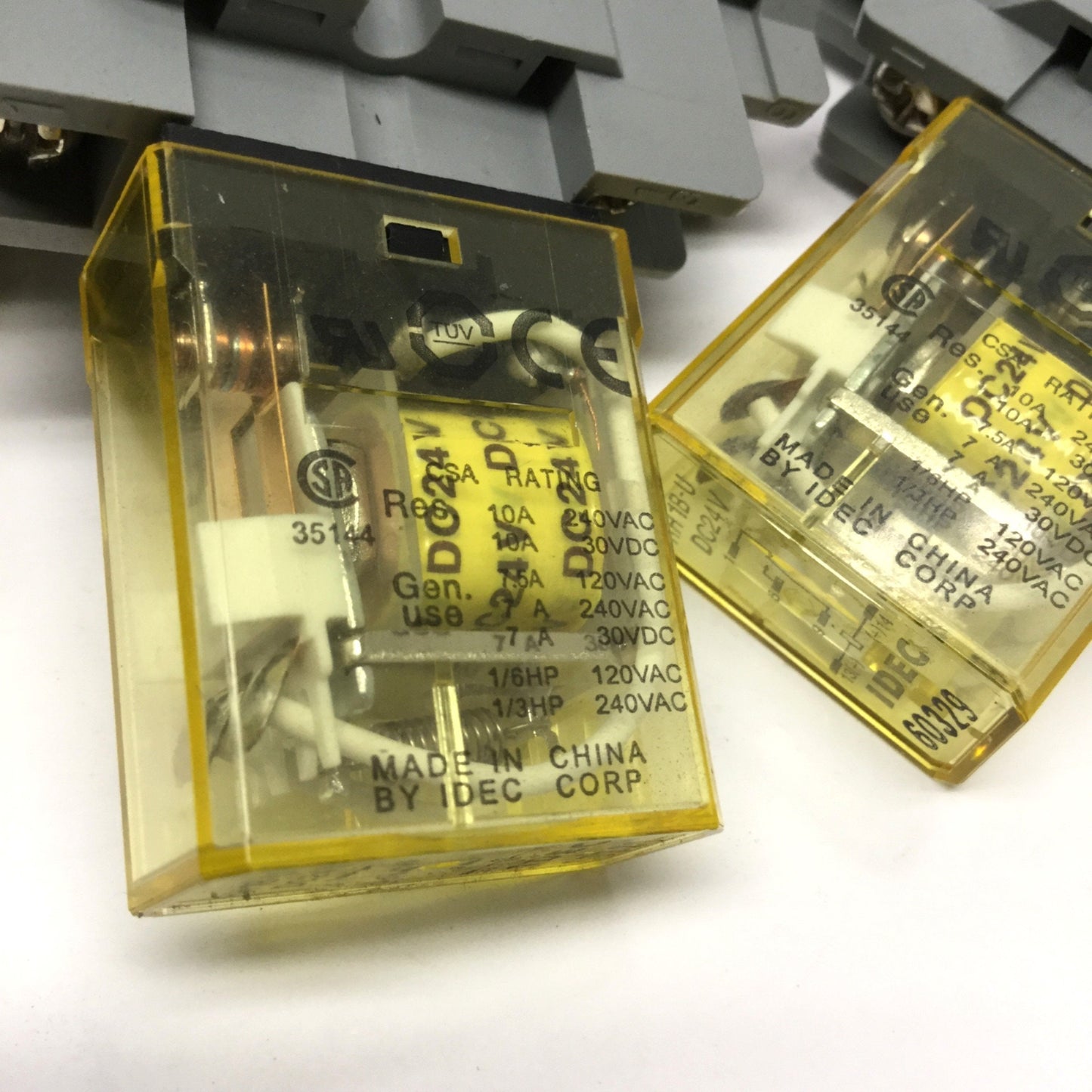 Used Lot of 3 Idec RH1B-U Ice Cube Control Relays 24VDC, SPDT 10A 240V w/ Socket Base