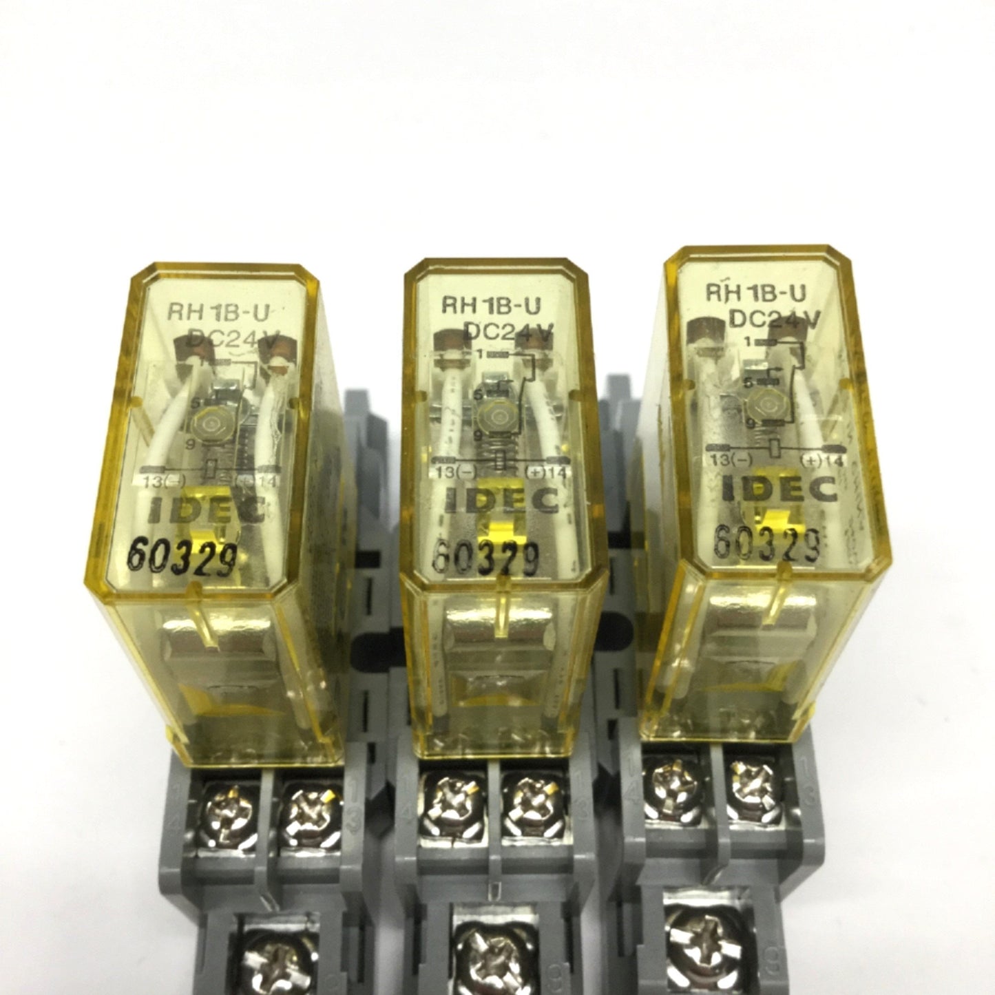 Used Lot of 3 Idec RH1B-U Ice Cube Control Relays 24VDC, SPDT 10A 240V w/ Socket Base