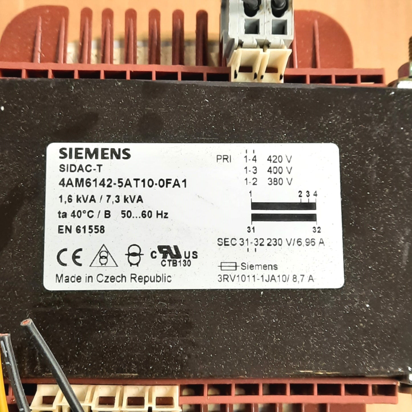 Used Siemens 4AM6142-5AT10-0FA1 Three-Phase Control Transformer, In 420V, Out 230V