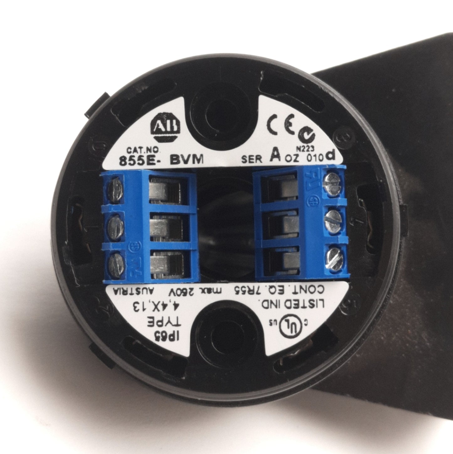 Used Allen Bradley 855E-BVM Right Angle Stack Light Base, 250V Max, 50mm