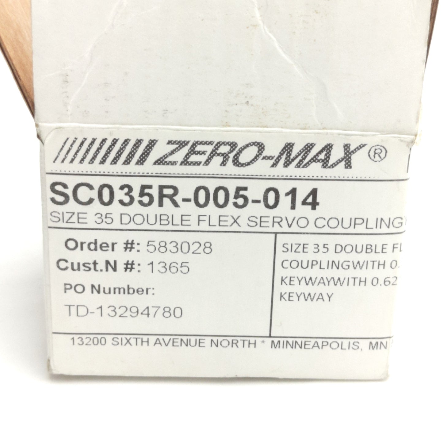 New Zero Max SC035R-005-014 Double Flex Servo Coupling 0.375" x 0.625" Bore, 48mm L