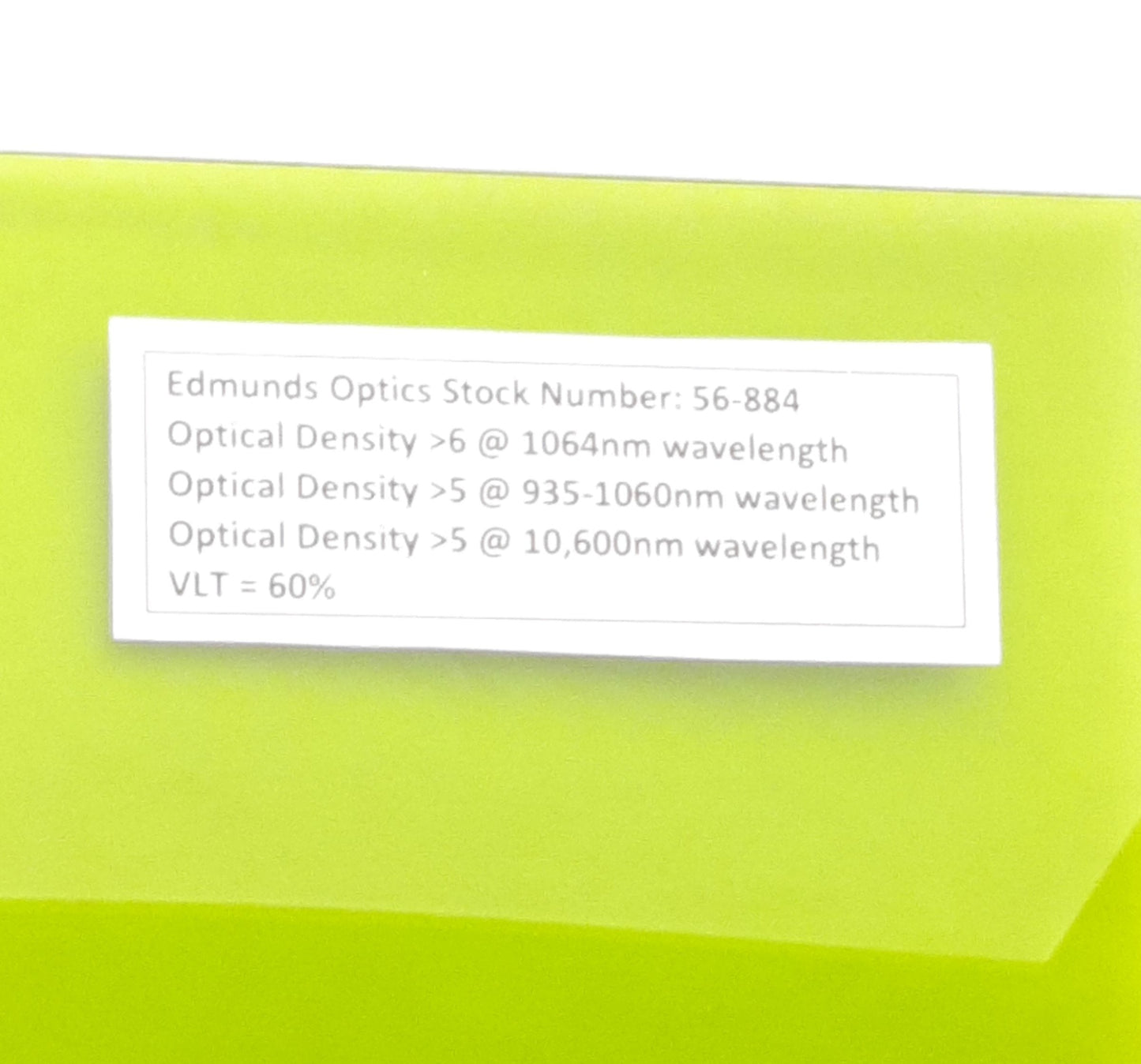 Used Edmund Optics #56-884 Acrylic Laser Window 17" x 10" Nd:YAG/CO2 60% Transmission