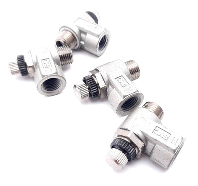 New Lot of 4 SMC NAS2210-N01 Pneumatic Speed Flow Control 1/8" NPT, 1MPa
