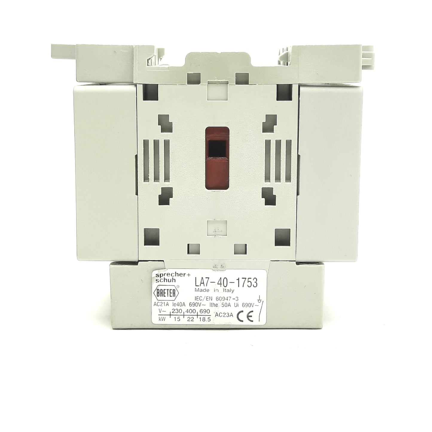 Used Sprecher + Schuh LA7-40-1753 Motor Disconnect Switch, 600VAC 40A, 3-Pole