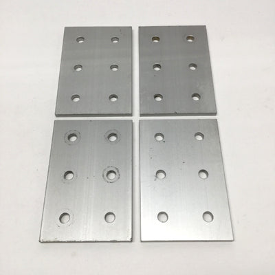 Used Lot of 4 80/20 4366 Aluminum Extrusion Rectangular Flat Plate, 6-Hole, 15 Series