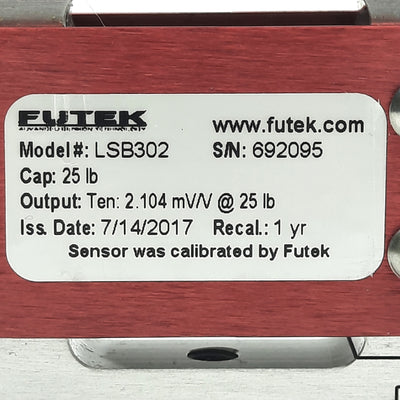 Futek LSB302 FSH04205 S-Beam Tension and Compression Load Cell, 25lb Cap, 2mV/V