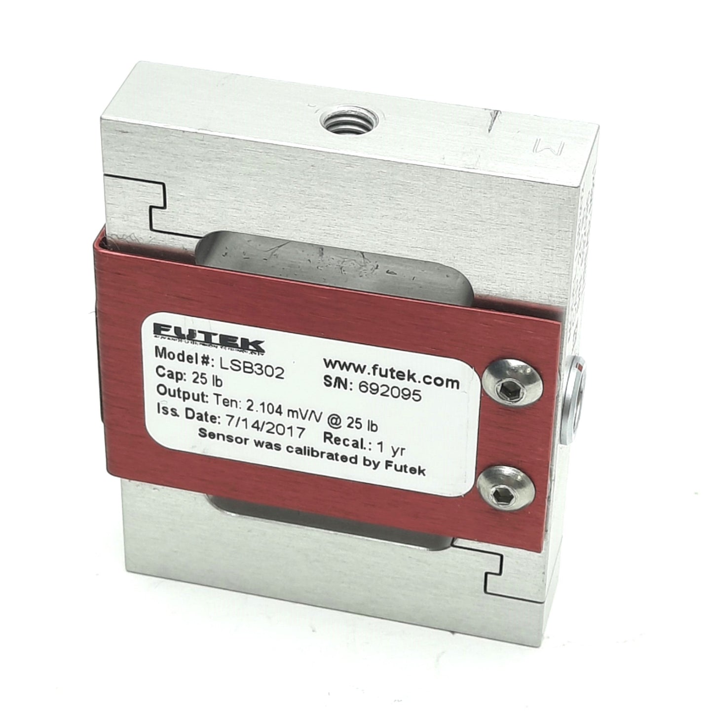 Used Futek LSB302 FSH04205 S-Beam Tension and Compression Load Cell, 25lb Cap, 2mV/V